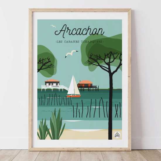 Affiche Arcachon - Les cabanes Tchanquees