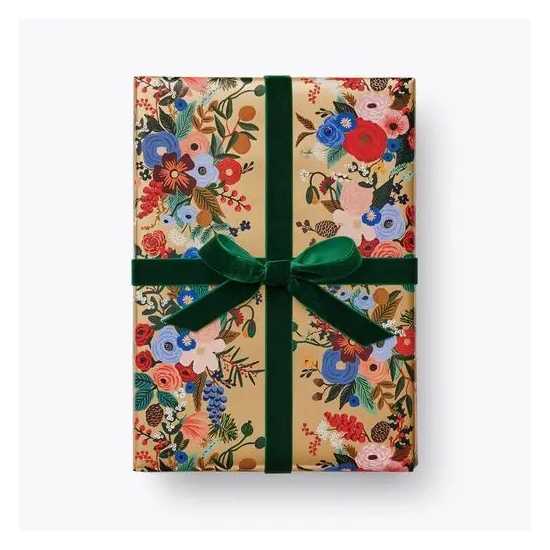 Papier cadeau rouleau Fleurs de Noël - Rifle Paper