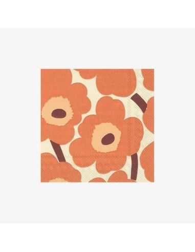 Serviette en papier Marimekko - Unikko cream terracotta 25x25cm