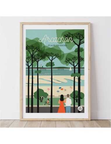 Affiche Arcachon - Plage Peireire