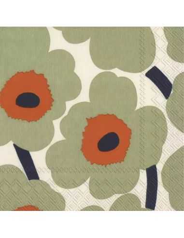 Serviette en papier Marimekko - Unikko cream orange 25x25cm