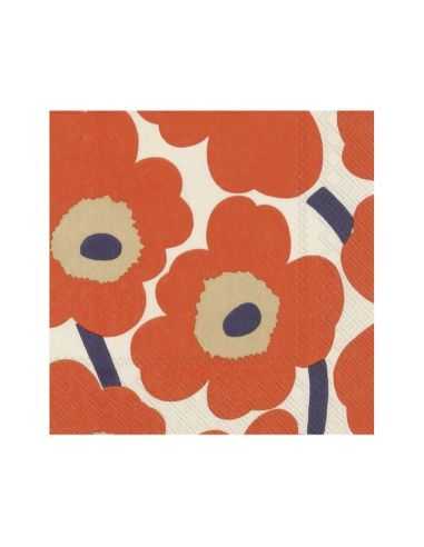 Serviette en papier Marimekko - Unikko cream red 25x25cm