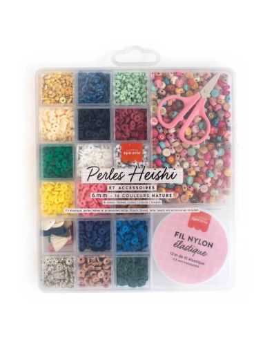 Boîte de 16 couleurs de perles heishi Nature - La Petite Épicerie