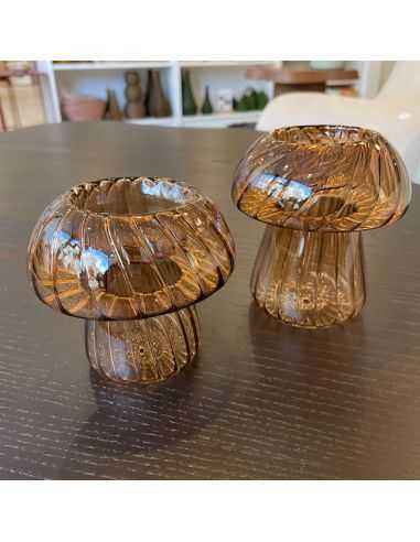 Duo bougeoir Champignon - Marron