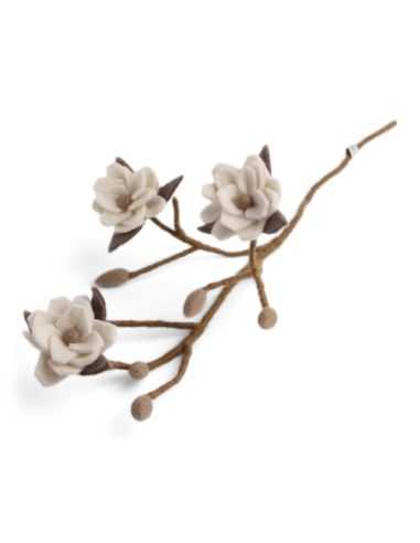 Branche Magnolia en laine feutrée - Blanche