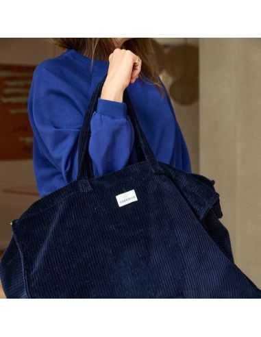 Sac Week-end velours Bleu Marine - Gabrielle Paper