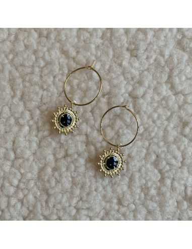 Boucles d'oreilles La solaire ronde - Noire