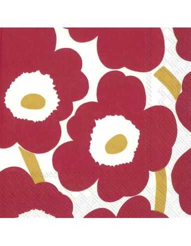 Serviette en papier Marimekko - Unikko Dark Red 25x25cm