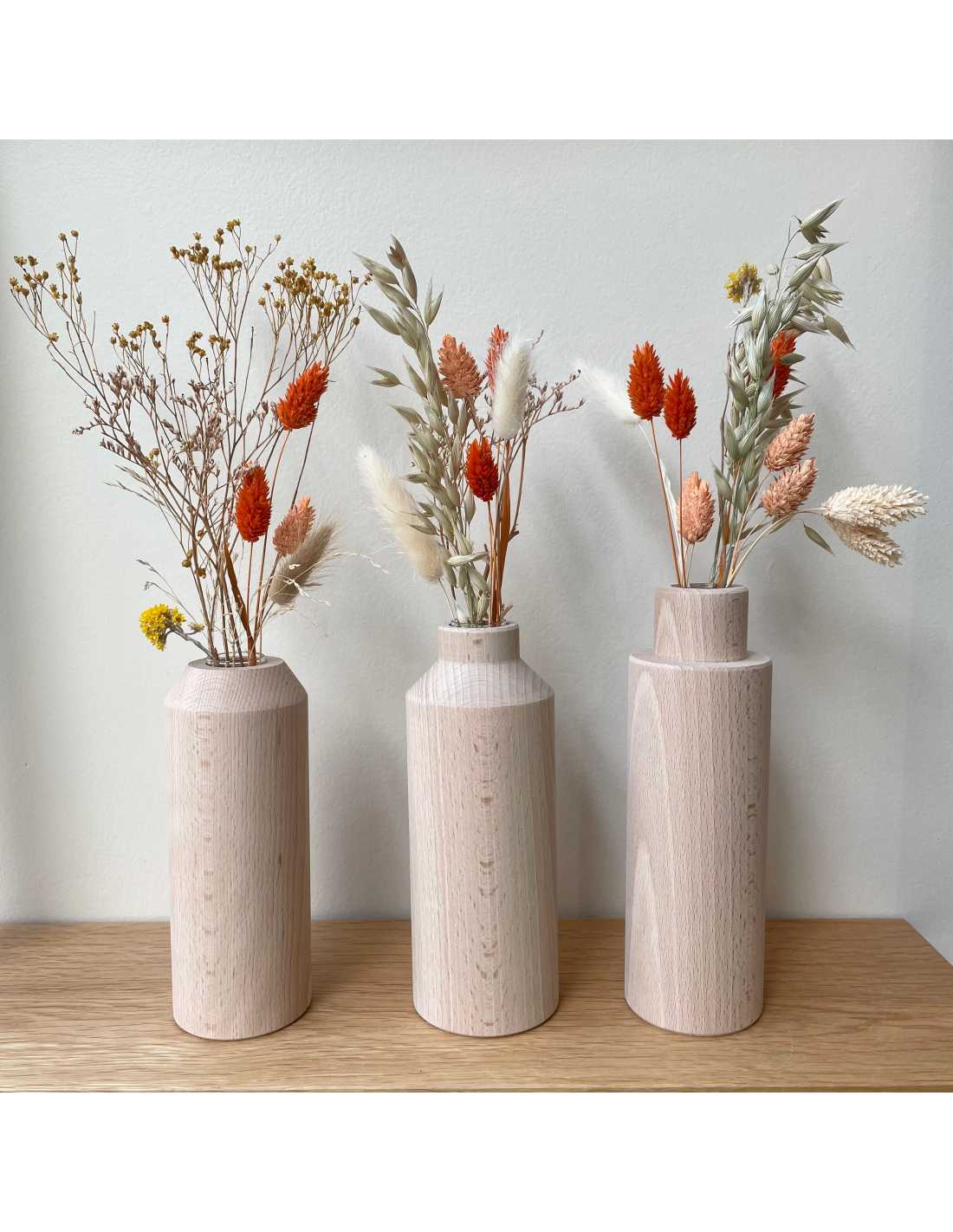 Lot de 3 Vases Bouteille en Verre Folk H 24,5 cm - Vases, caches pots -  Décomania